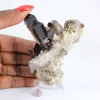 Morionkwarts uit Brazilië, donker kristal op voet van acryl - 1