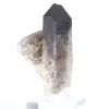 Mini morionkwartskristal uit Brazilië, zwarte steen op voet - 0