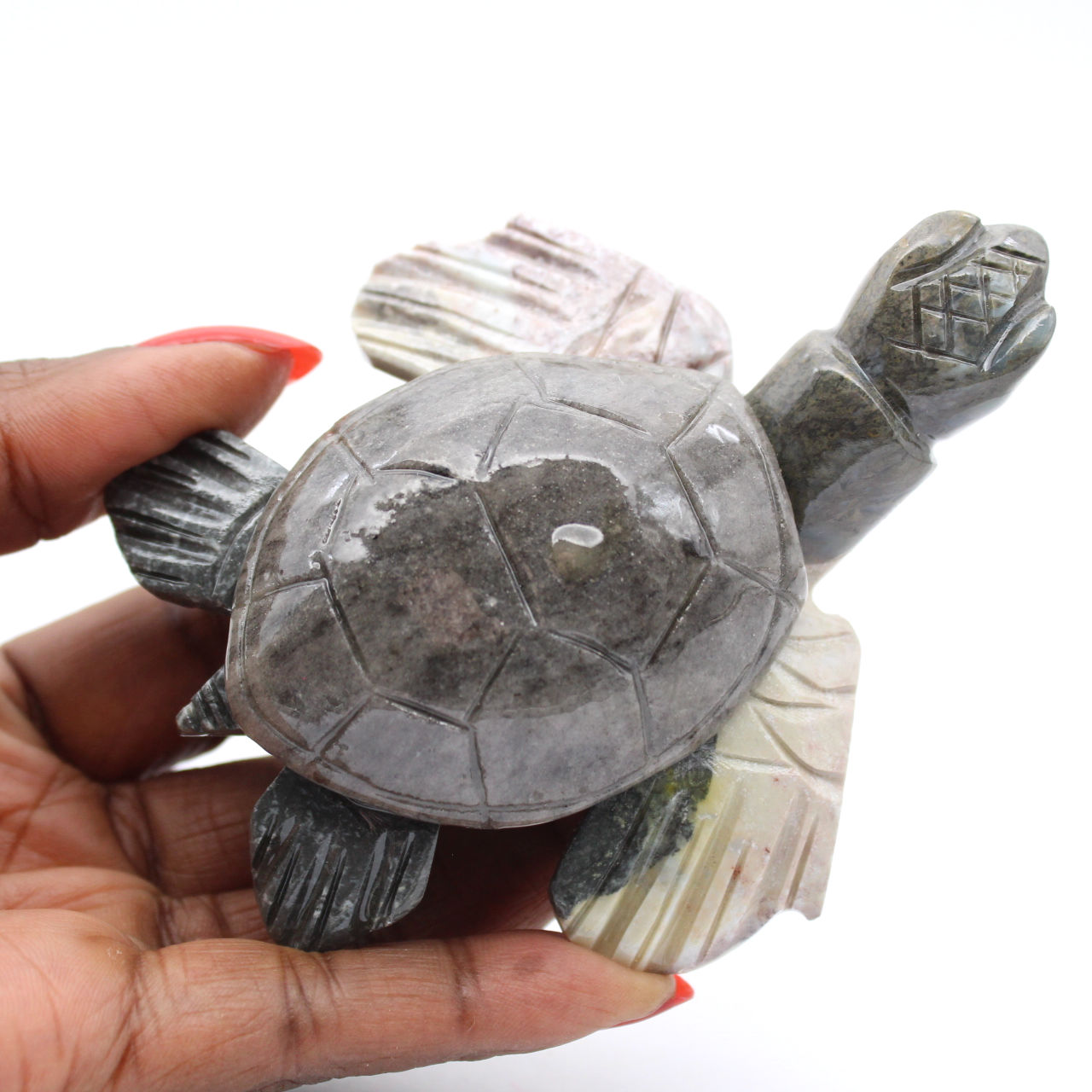 Decoratieve schildpad in natuurlijke Boliviaanse speksteen