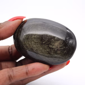 Gepolijste kei van Mexicaanse gouden obsidiaan, exemplaar van 70 g