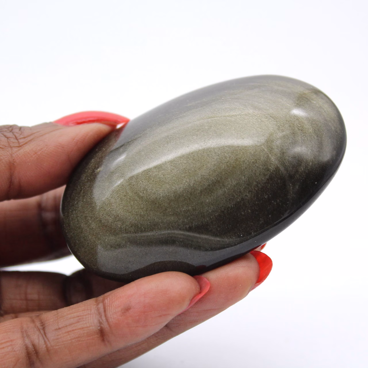 Gerolde steen van gouden obsidiaan uit Mexico, verzamelkei