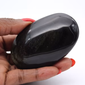 Gouden obsidiaan uit Mexico, gepolijste kei van 110 gram