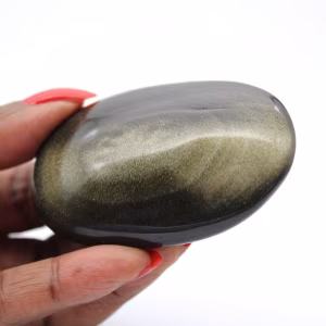 Gouden obsidiaan uit Mexico als kleine gepolijste kei van 70 g