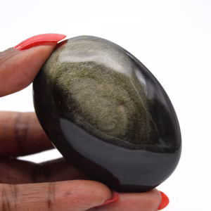 Gouden obsidiaan uit Mexico als gepolijste kei, gewicht 80 g