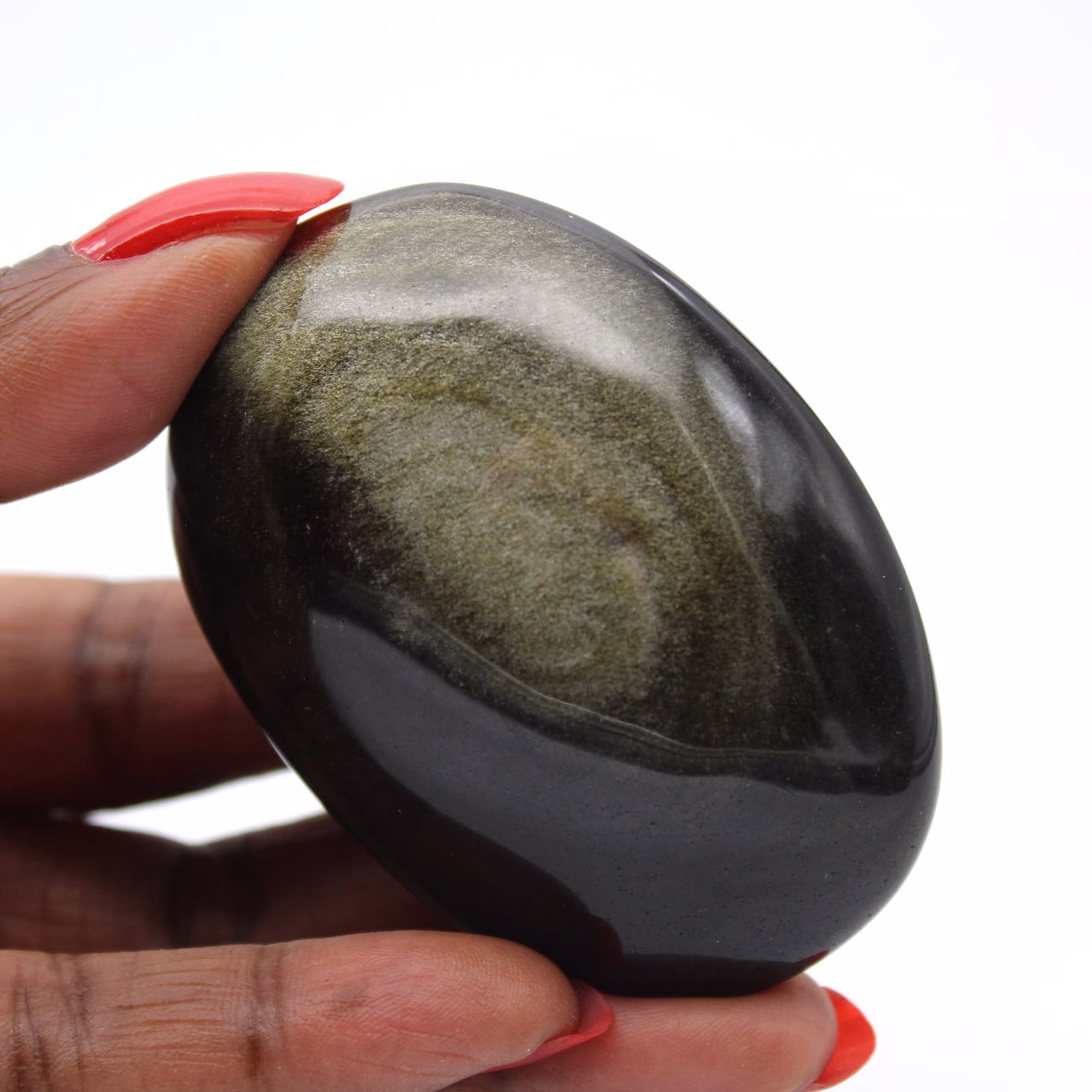 Gouden obsidiaan uit Mexico als gepolijste kei, gewicht 80 g